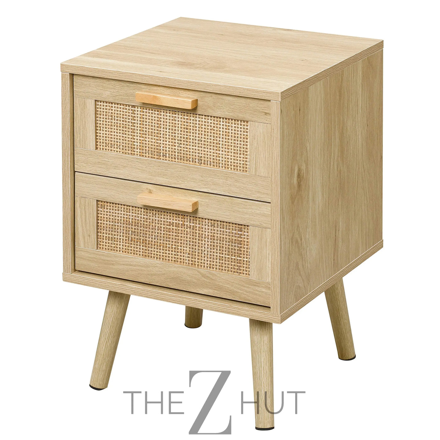 Finnhomy Nightstand, End Table, Side Table with 2 Hand Made Rattan Decorated Drawers, Nightstands Set of 2, Wood Accent Table with Storage for Bedroom, Natural, 2 Pack THE Z HUT