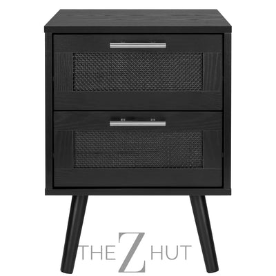 Finnhomy Nightstand, End Table, Side Table with 2 Hand Made Rattan Decorated Drawers, Nightstands Set of 2, Wood Accent Table with Storage for Bedroom, Natural, 2 Pack THE Z HUT