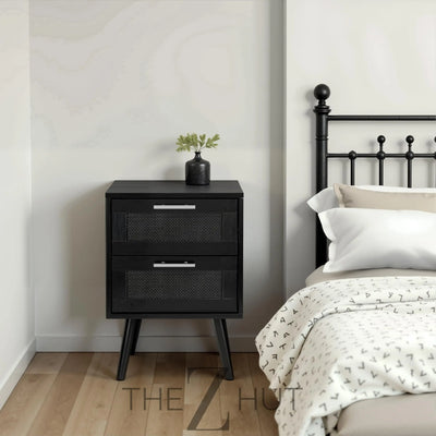 Finnhomy Nightstand, End Table, Side Table with 2 Hand Made Rattan Decorated Drawers, Nightstands Set of 2, Wood Accent Table with Storage for Bedroom, Natural, 2 Pack THE Z HUT