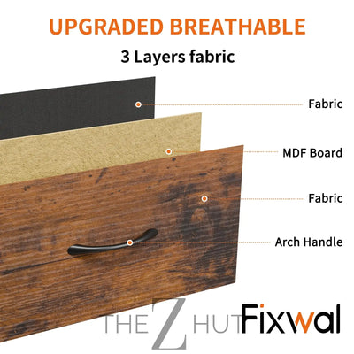 Fixwal Dresser for Bedroom with Power Outlets and LED Lights, Black 55" TV Stand with 8 Drawers, Fabric Chest of Drawers with PU Finish for Living Room, Entryway THE Z HUT