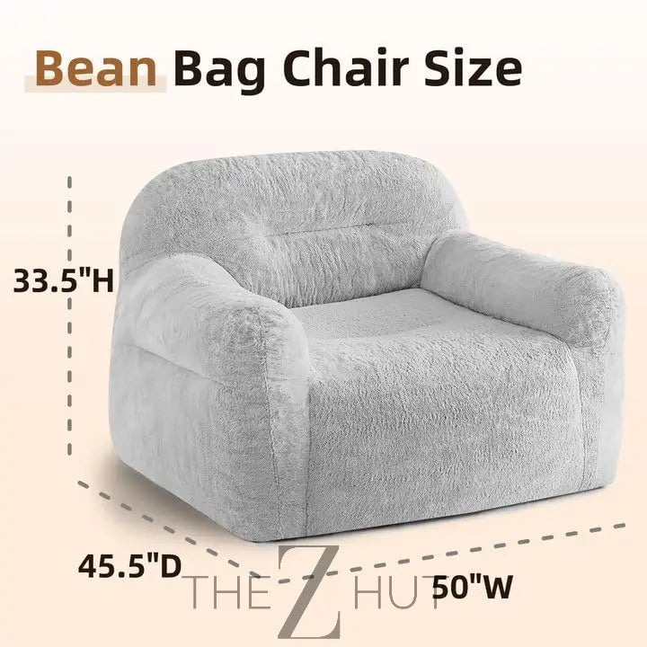 Giant Bean Bag Chair for Adults - Large Bean Bag Couch with Armrests, Bean Bag Sofa Stuffed High-Density Foam, Plush Lazy Sofa Comfy Chair, BeanBag Couch for Bedroom, Living Room (Light Grey) THE Z HUT