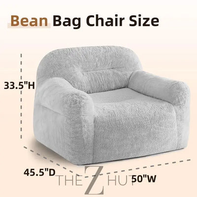 Giant Bean Bag Chair for Adults - Large Bean Bag Couch with Armrests, Bean Bag Sofa Stuffed High-Density Foam, Plush Lazy Sofa Comfy Chair, BeanBag Couch for Bedroom, Living Room (Light Grey) THE Z HUT