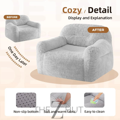 Giant Bean Bag Chair for Adults - Large Bean Bag Couch with Armrests, Bean Bag Sofa Stuffed High-Density Foam, Plush Lazy Sofa Comfy Chair, BeanBag Couch for Bedroom, Living Room (Light Grey) THE Z HUT