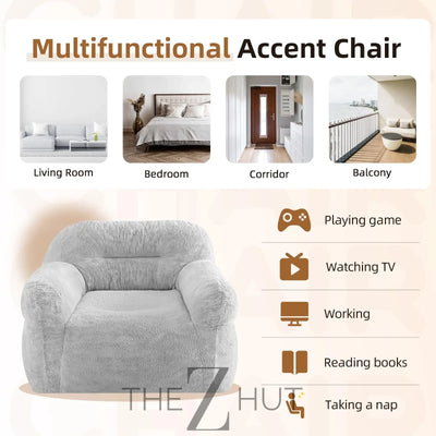 Giant Bean Bag Chair for Adults - Large Bean Bag Couch with Armrests, Bean Bag Sofa Stuffed High-Density Foam, Plush Lazy Sofa Comfy Chair, BeanBag Couch for Bedroom, Living Room (Light Grey) THE Z HUT