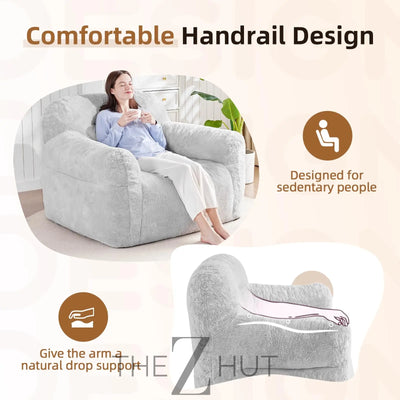 Giant Bean Bag Chair for Adults - Large Bean Bag Couch with Armrests, Bean Bag Sofa Stuffed High-Density Foam, Plush Lazy Sofa Comfy Chair, BeanBag Couch for Bedroom, Living Room (Light Grey) THE Z HUT