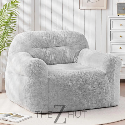 Giant Bean Bag Chair for Adults - Large Bean Bag Couch with Armrests, Bean Bag Sofa Stuffed High-Density Foam, Plush Lazy Sofa Comfy Chair, BeanBag Couch for Bedroom, Living Room (Light Grey) THE Z HUT