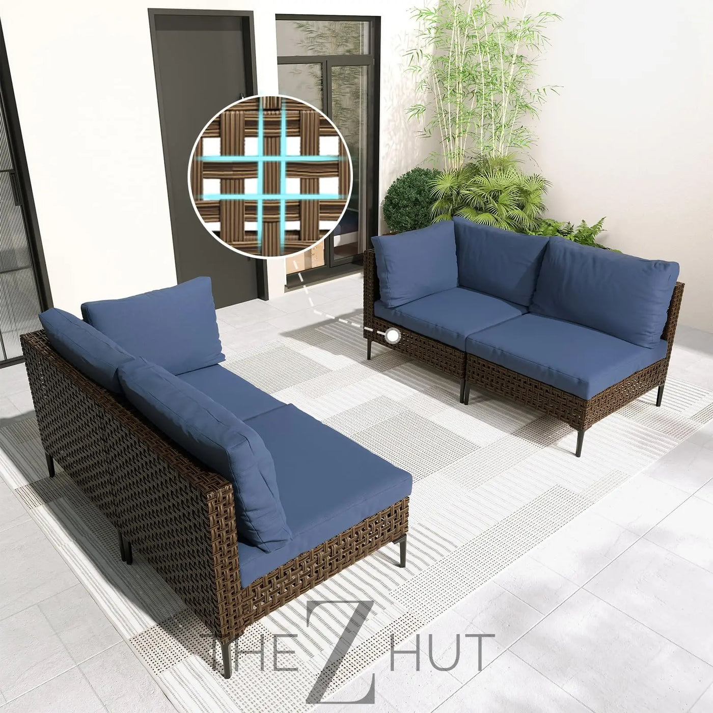 Grand patio 7-Piece Wicker Patio Furniture Set, Boho Outdoor Conversation Set Sectional Sofa with Water Resistant Thick Cushions and Coffee Table, Beige THE Z HUT