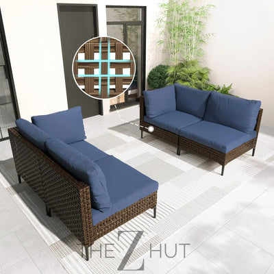 Grand patio 7-Piece Wicker Patio Furniture Set, Boho Outdoor Conversation Set Sectional Sofa with Water Resistant Thick Cushions and Coffee Table, Beige THE Z HUT