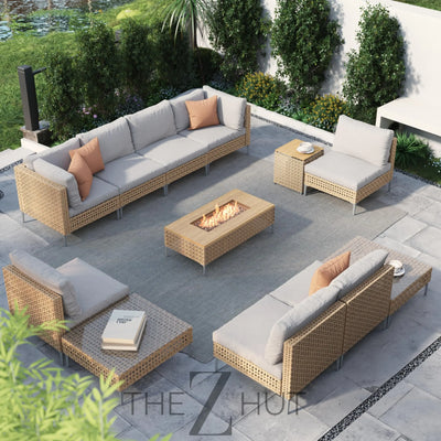 Grand patio 7-Piece Wicker Patio Furniture Set, Boho Outdoor Conversation Set Sectional Sofa with Water Resistant Thick Cushions and Coffee Table, Beige THE Z HUT