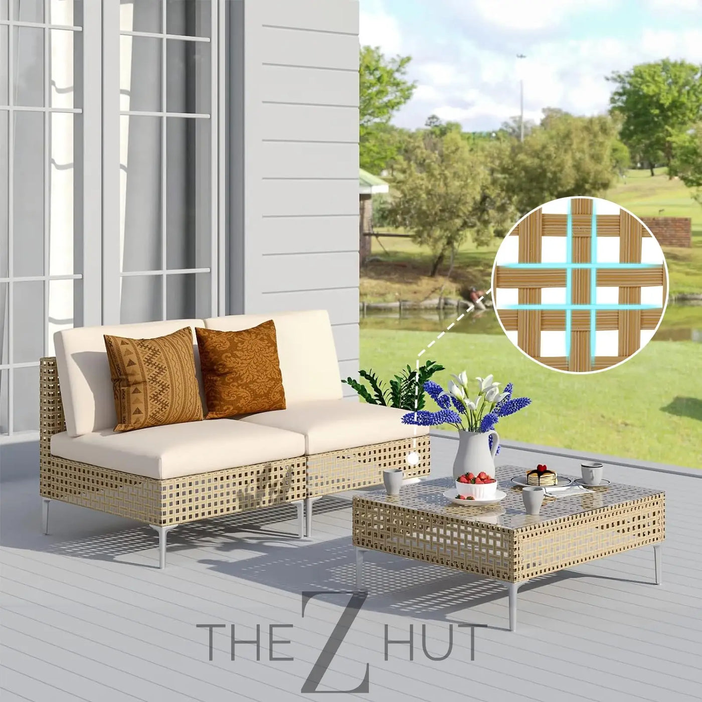 Grand patio 7-Piece Wicker Patio Furniture Set, Boho Outdoor Conversation Set Sectional Sofa with Water Resistant Thick Cushions and Coffee Table, Beige THE Z HUT