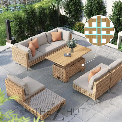 Grand patio 7-Piece Wicker Patio Furniture Set, Boho Outdoor Conversation Set Sectional Sofa with Water Resistant Thick Cushions and Coffee Table, Beige THE Z HUT