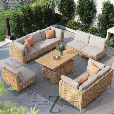 Grand patio 7-Piece Wicker Patio Furniture Set, Boho Outdoor Conversation Set Sectional Sofa with Water Resistant Thick Cushions and Coffee Table, Beige THE Z HUT