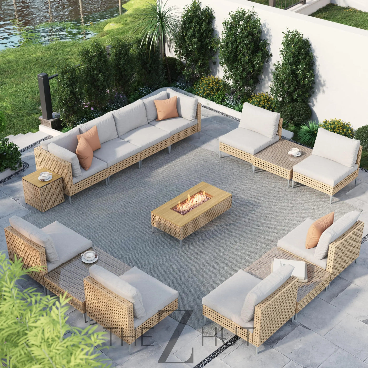 Grand patio 7-Piece Wicker Patio Furniture Set, Boho Outdoor Conversation Set Sectional Sofa with Water Resistant Thick Cushions and Coffee Table, Beige THE Z HUT