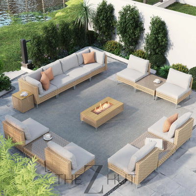 Grand patio 7-Piece Wicker Patio Furniture Set, Boho Outdoor Conversation Set Sectional Sofa with Water Resistant Thick Cushions and Coffee Table, Beige THE Z HUT