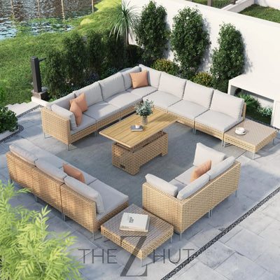 Grand patio 7-Piece Wicker Patio Furniture Set, Boho Outdoor Conversation Set Sectional Sofa with Water Resistant Thick Cushions and Coffee Table, Beige THE Z HUT