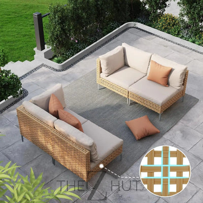 Grand patio 7-Piece Wicker Patio Furniture Set, Boho Outdoor Conversation Set Sectional Sofa with Water Resistant Thick Cushions and Coffee Table, Beige THE Z HUT