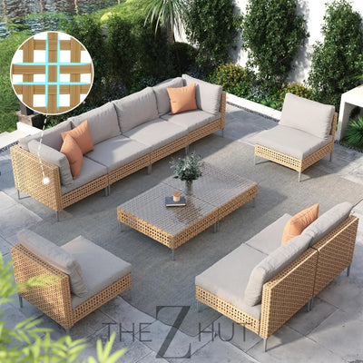 Grand patio 7-Piece Wicker Patio Furniture Set, Boho Outdoor Conversation Set Sectional Sofa with Water Resistant Thick Cushions and Coffee Table, Beige THE Z HUT