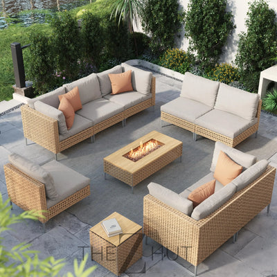 Grand patio 7-Piece Wicker Patio Furniture Set, Boho Outdoor Conversation Set Sectional Sofa with Water Resistant Thick Cushions and Coffee Table, Beige THE Z HUT