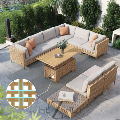 Grand patio 7-Piece Wicker Patio Furniture Set, Boho Outdoor Conversation Set Sectional Sofa with Water Resistant Thick Cushions and Coffee Table, Beige THE Z HUT