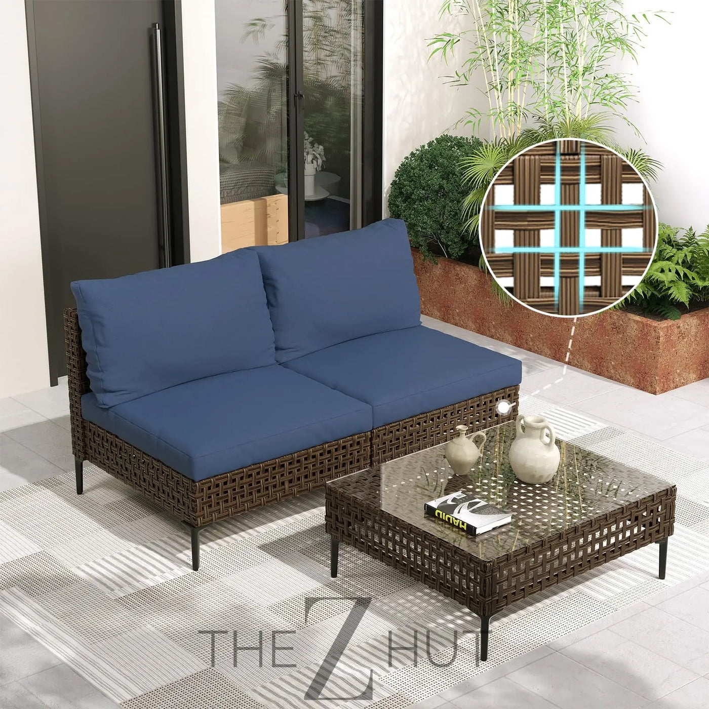 Grand patio 7-Piece Wicker Patio Furniture Set, Boho Outdoor Conversation Set Sectional Sofa with Water Resistant Thick Cushions and Coffee Table, Beige THE Z HUT