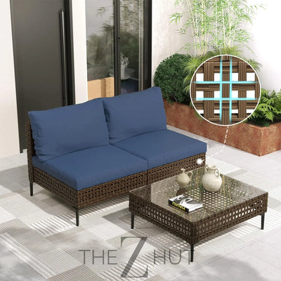 Grand patio 7-Piece Wicker Patio Furniture Set, Boho Outdoor Conversation Set Sectional Sofa with Water Resistant Thick Cushions and Coffee Table, Beige THE Z HUT