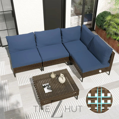 Grand patio 7-Piece Wicker Patio Furniture Set, Boho Outdoor Conversation Set Sectional Sofa with Water Resistant Thick Cushions and Coffee Table, Beige THE Z HUT