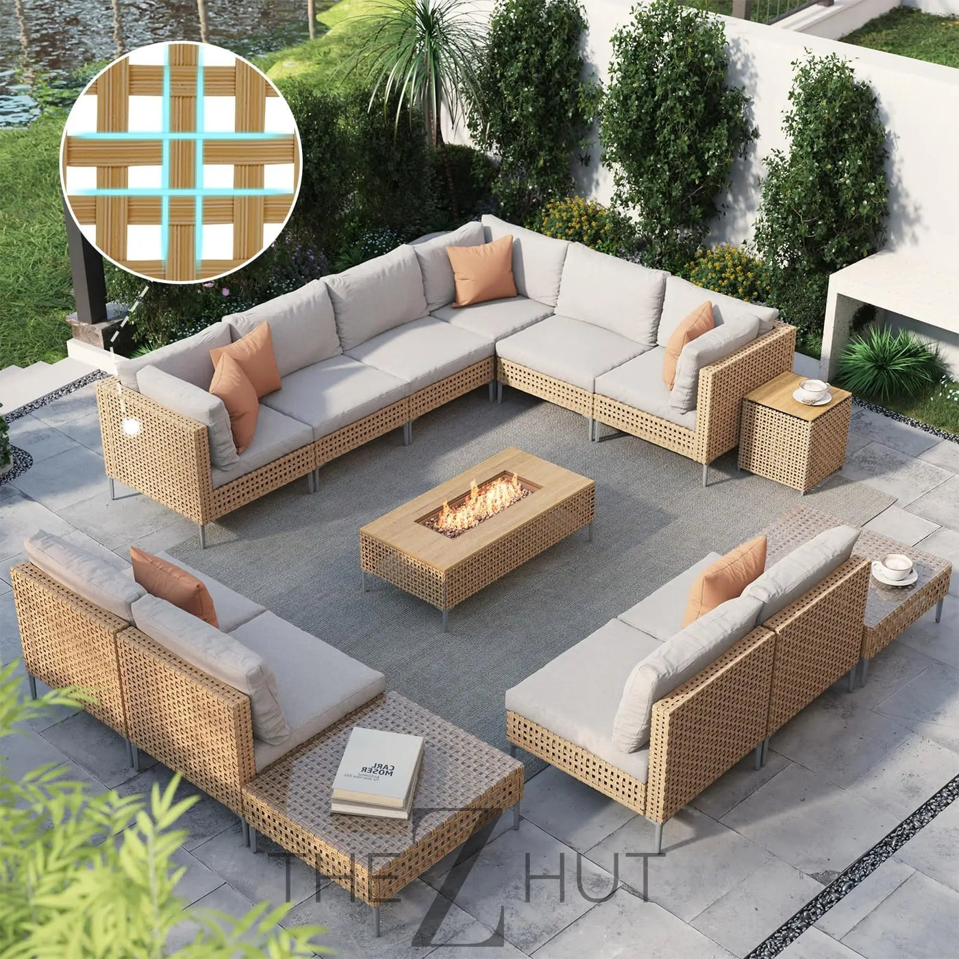 Grand patio 7-Piece Wicker Patio Furniture Set, Boho Outdoor Conversation Set Sectional Sofa with Water Resistant Thick Cushions and Coffee Table, Beige THE Z HUT