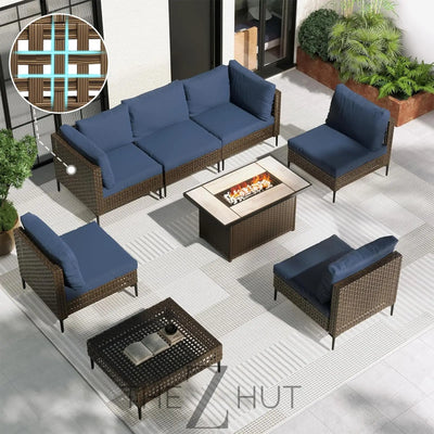 Grand patio 7-Piece Wicker Patio Furniture Set, Boho Outdoor Conversation Set Sectional Sofa with Water Resistant Thick Cushions and Coffee Table, Beige THE Z HUT