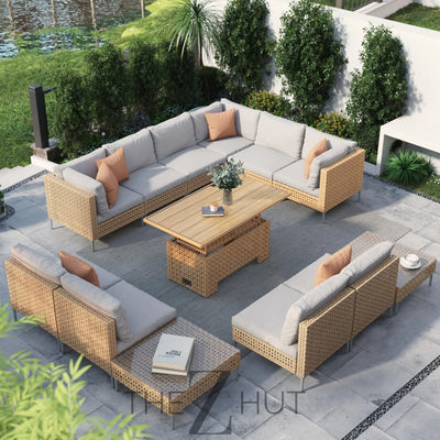 Grand patio 7-Piece Wicker Patio Furniture Set, Boho Outdoor Conversation Set Sectional Sofa with Water Resistant Thick Cushions and Coffee Table, Beige THE Z HUT