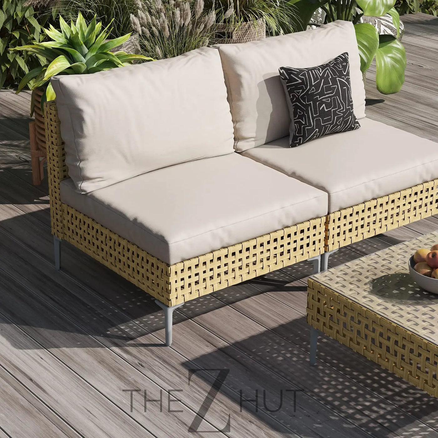 Grand patio 7-Piece Wicker Patio Furniture Set, Boho Outdoor Conversation Set Sectional Sofa with Water Resistant Thick Cushions and Coffee Table, Beige THE Z HUT