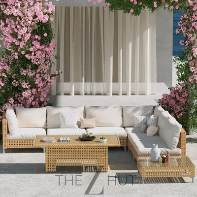 Grand patio 7-Piece Wicker Patio Furniture Set, Boho Outdoor Conversation Set Sectional Sofa with Water Resistant Thick Cushions and Coffee Table, Beige THE Z HUT