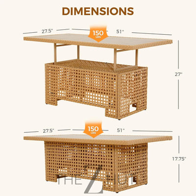 Grand patio 7-Piece Wicker Patio Furniture Set, Boho Outdoor Conversation Set Sectional Sofa with Water Resistant Thick Cushions and Coffee Table, Beige THE Z HUT