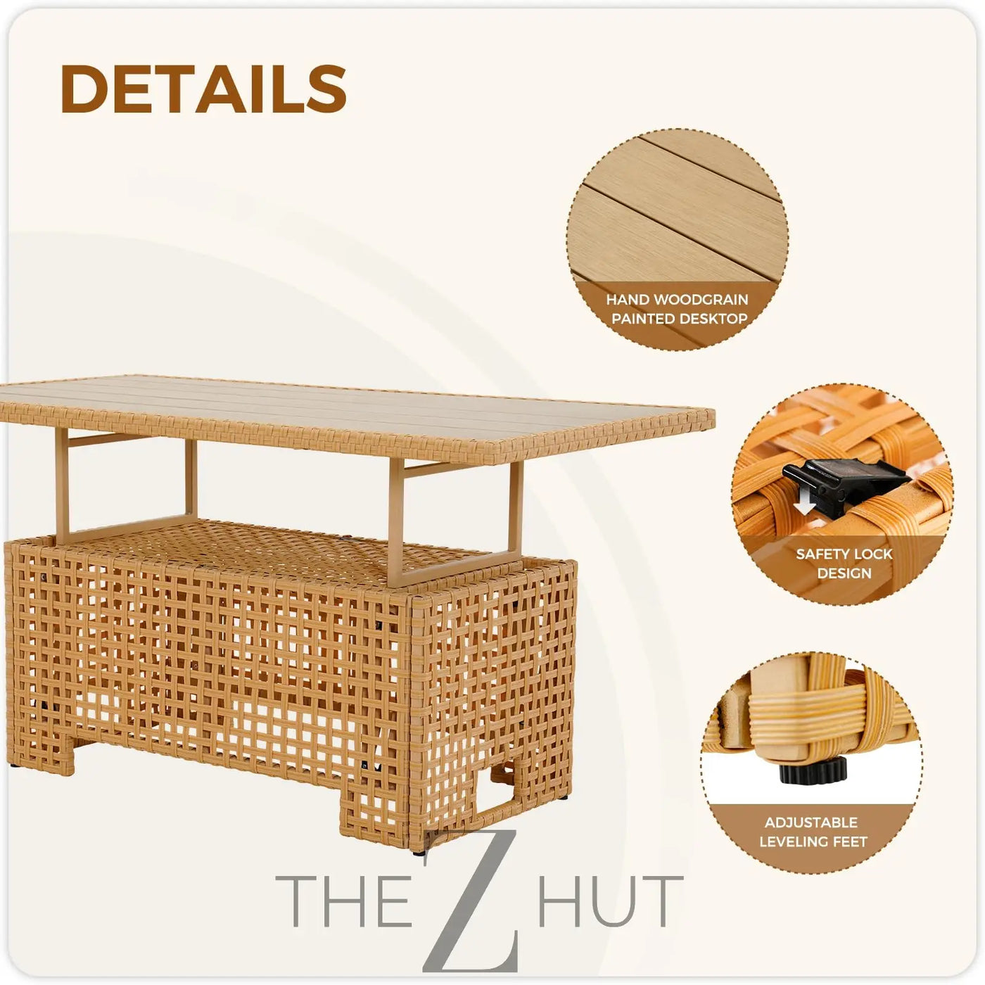 Grand patio 7-Piece Wicker Patio Furniture Set, Boho Outdoor Conversation Set Sectional Sofa with Water Resistant Thick Cushions and Coffee Table, Beige THE Z HUT