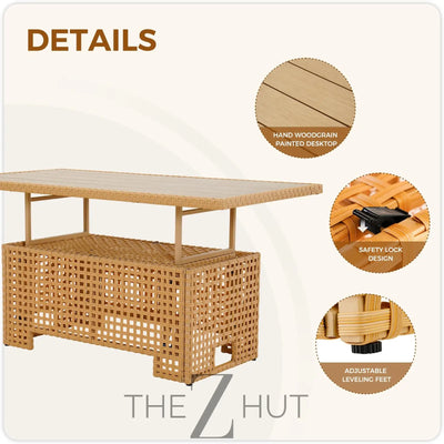 Grand patio 7-Piece Wicker Patio Furniture Set, Boho Outdoor Conversation Set Sectional Sofa with Water Resistant Thick Cushions and Coffee Table, Beige THE Z HUT