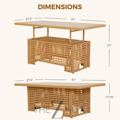 Grand patio 7-Piece Wicker Patio Furniture Set, Boho Outdoor Conversation Set Sectional Sofa with Water Resistant Thick Cushions and Coffee Table, Beige THE Z HUT