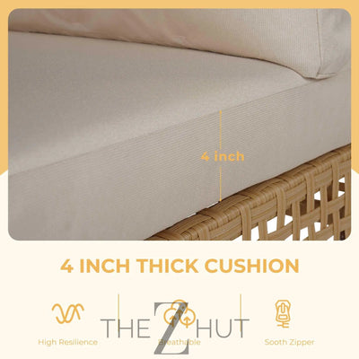 Grand patio 7-Piece Wicker Patio Furniture Set, Boho Outdoor Conversation Set Sectional Sofa with Water Resistant Thick Cushions and Coffee Table, Beige THE Z HUT