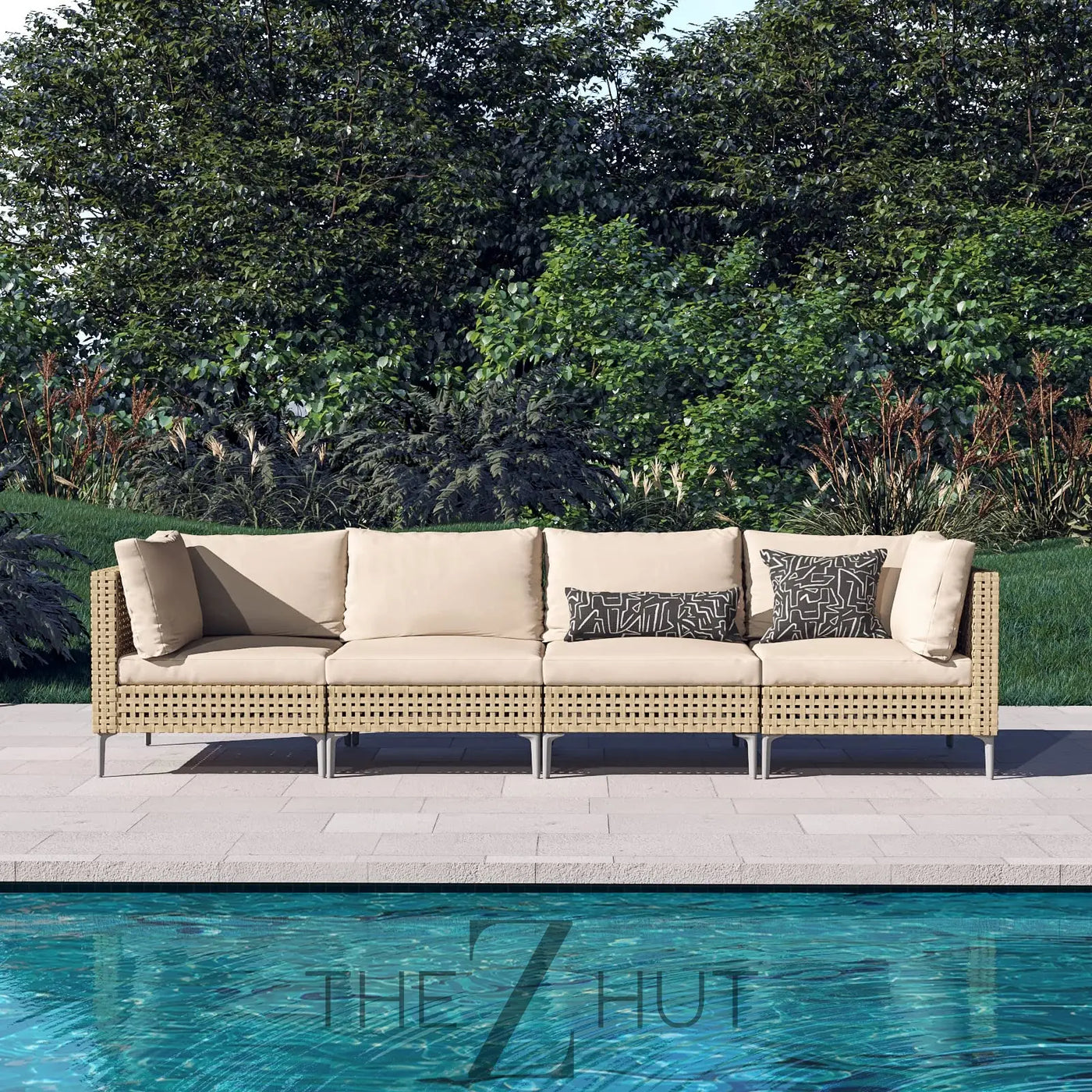 Grand patio 7-Piece Wicker Patio Furniture Set, Boho Outdoor Conversation Set Sectional Sofa with Water Resistant Thick Cushions and Coffee Table, Beige THE Z HUT