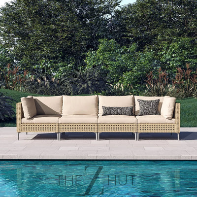 Grand patio 7-Piece Wicker Patio Furniture Set, Boho Outdoor Conversation Set Sectional Sofa with Water Resistant Thick Cushions and Coffee Table, Beige THE Z HUT