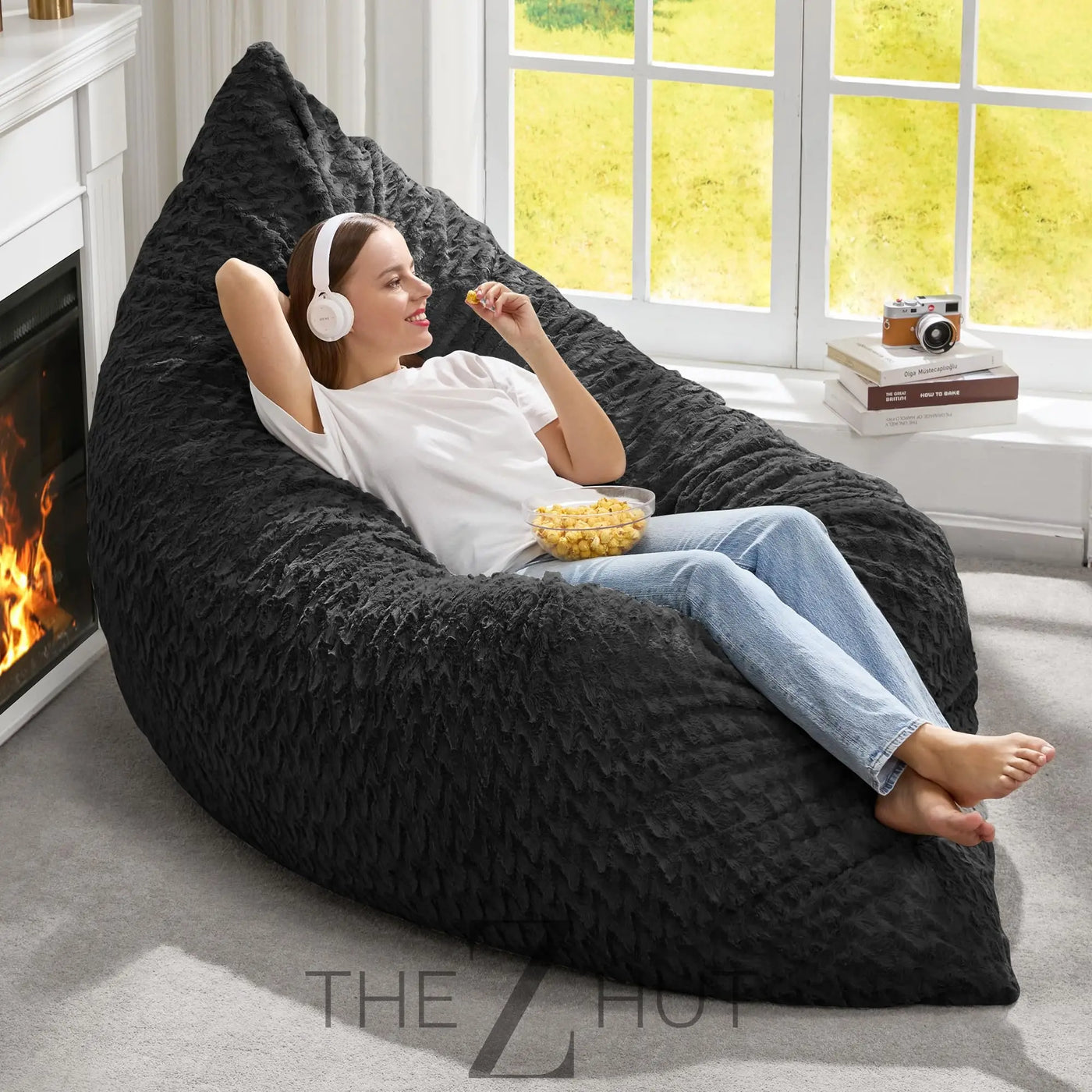 Hobestluk 3 in 1 Bean Bag Chair Giant Bean Bag Chairs Convertible Bean Bag Floor Cushion with Machine Washable Cover, Beanbag Chairs for Adult (Dark Grey) THE Z HUT