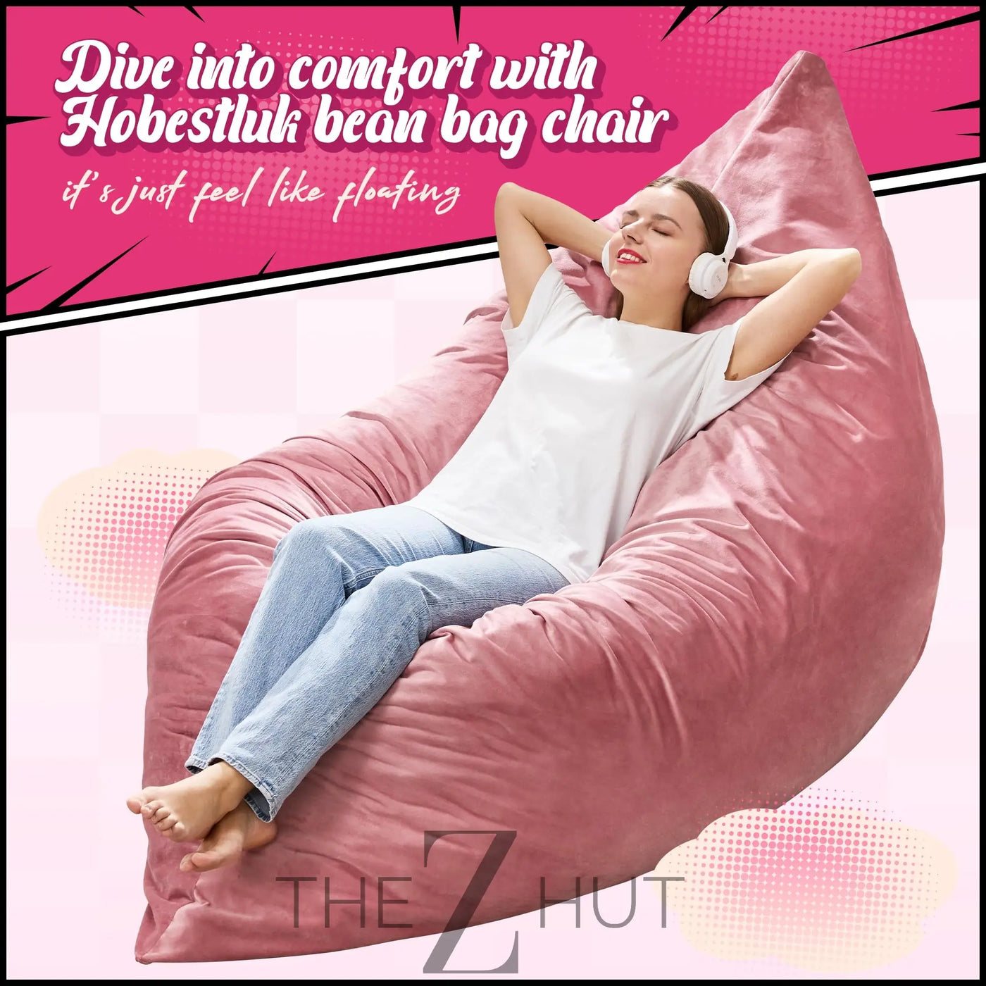 Hobestluk 3 in 1 Bean Bag Chair Giant Bean Bag Chairs Convertible Bean Bag Floor Cushion with Machine Washable Cover, Beanbag Chairs for Adult (Dark Grey) THE Z HUT