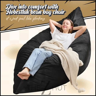 Hobestluk 3 in 1 Bean Bag Chair Giant Bean Bag Chairs Convertible Bean Bag Floor Cushion with Machine Washable Cover, Beanbag Chairs for Adult (Dark Grey) THE Z HUT