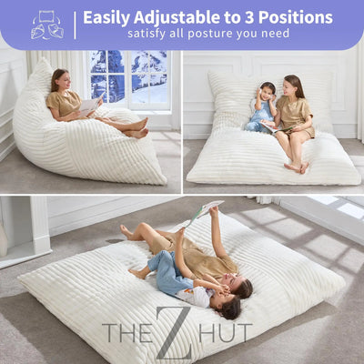 Hobestluk 3 in 1 Bean Bag Chair Giant Bean Bag Chairs Convertible Bean Bag Floor Cushion with Machine Washable Cover, Beanbag Chairs for Adult (Dark Grey) THE Z HUT