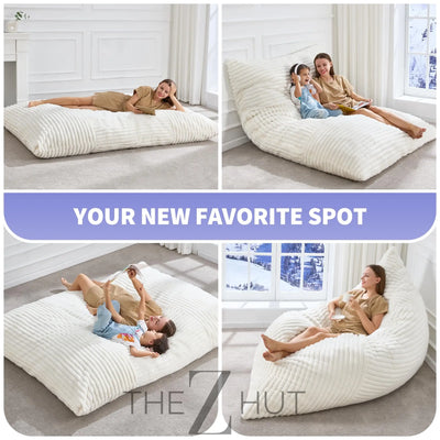 Hobestluk 3 in 1 Bean Bag Chair Giant Bean Bag Chairs Convertible Bean Bag Floor Cushion with Machine Washable Cover, Beanbag Chairs for Adult (Dark Grey) THE Z HUT