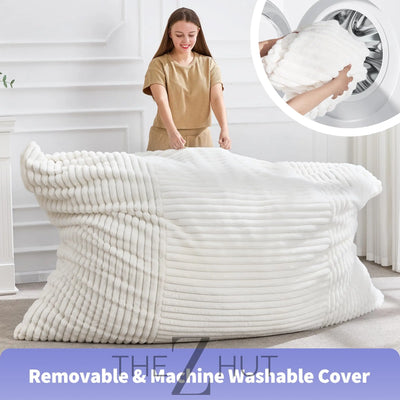 Hobestluk 3 in 1 Bean Bag Chair Giant Bean Bag Chairs Convertible Bean Bag Floor Cushion with Machine Washable Cover, Beanbag Chairs for Adult (Dark Grey) THE Z HUT