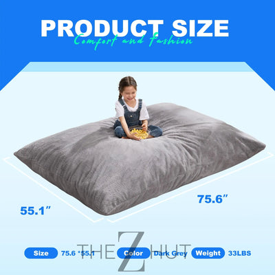 Hobestluk 3 in 1 Bean Bag Chair Giant Bean Bag Chairs Convertible Bean Bag Floor Cushion with Machine Washable Cover, Beanbag Chairs for Adult (Dark Grey) THE Z HUT