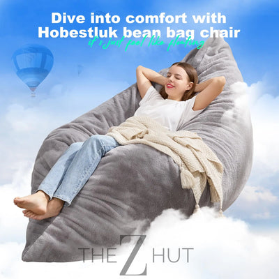 Hobestluk 3 in 1 Bean Bag Chair Giant Bean Bag Chairs Convertible Bean Bag Floor Cushion with Machine Washable Cover, Beanbag Chairs for Adult (Dark Grey) THE Z HUT