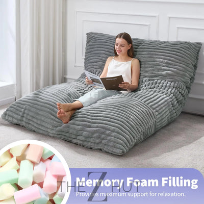 Hobestluk 3 in 1 Bean Bag Chair Giant Bean Bag Chairs Convertible Bean Bag Floor Cushion with Machine Washable Cover, Beanbag Chairs for Adult (Dark Grey) THE Z HUT