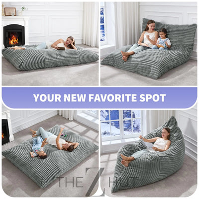 Hobestluk 3 in 1 Bean Bag Chair Giant Bean Bag Chairs Convertible Bean Bag Floor Cushion with Machine Washable Cover, Beanbag Chairs for Adult (Dark Grey) THE Z HUT
