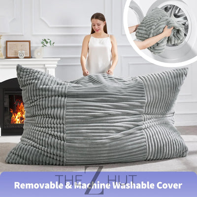 Hobestluk 3 in 1 Bean Bag Chair Giant Bean Bag Chairs Convertible Bean Bag Floor Cushion with Machine Washable Cover, Beanbag Chairs for Adult (Dark Grey) THE Z HUT