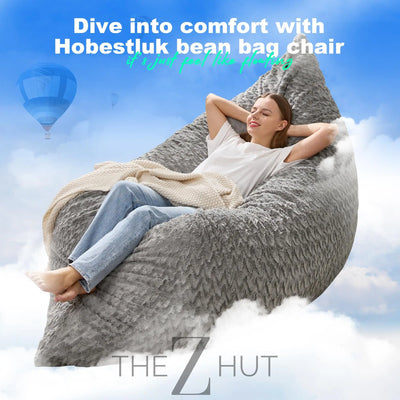Hobestluk 3 in 1 Bean Bag Chair Giant Bean Bag Chairs Convertible Bean Bag Floor Cushion with Machine Washable Cover, Beanbag Chairs for Adult (Dark Grey) THE Z HUT